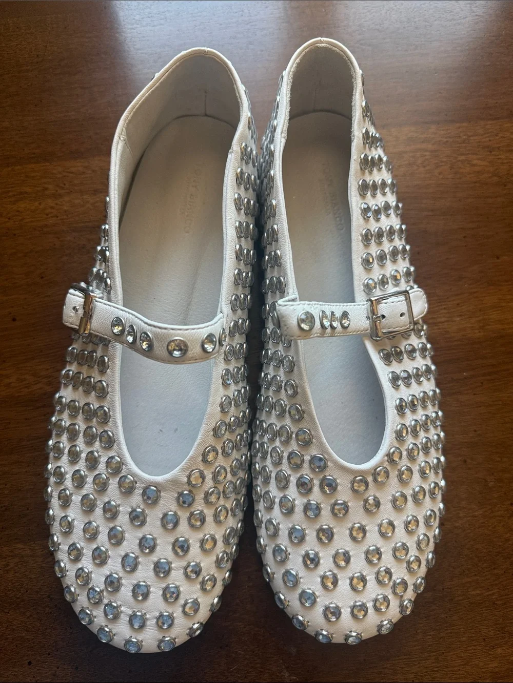Tony Bianco Miami White Studded Slip-On Loafer with Buckle